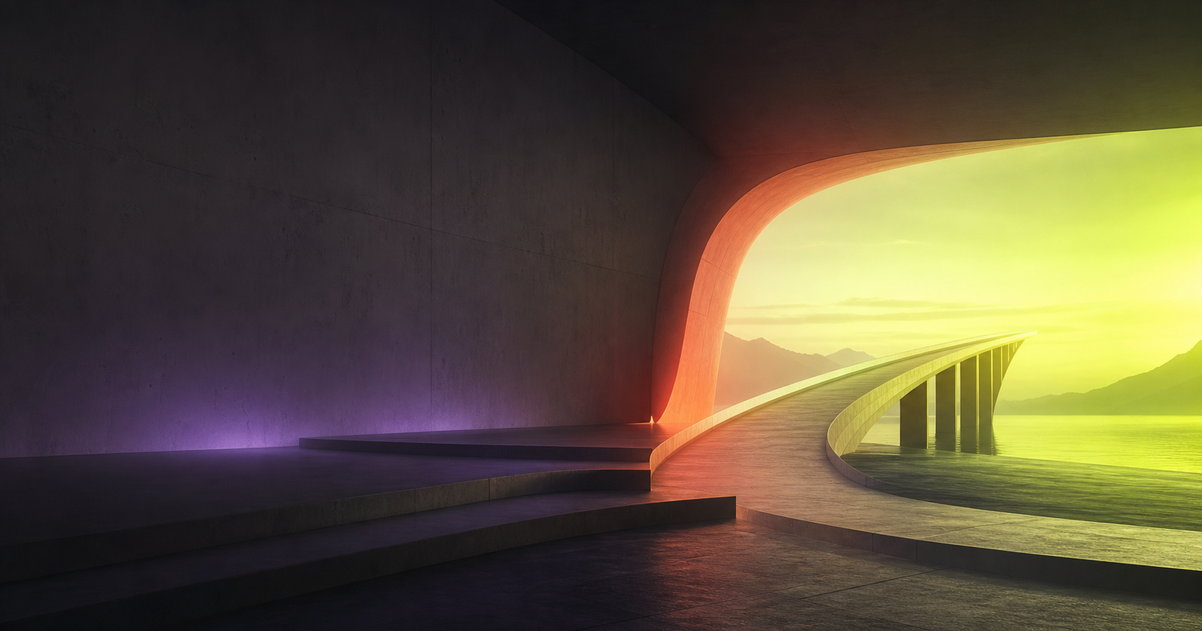 Un ponte illuminato rappresenta un cambiamento professionale preparato senza salti nel vuoto